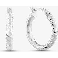 T.H.Baker Women's 9ct White Gold Diamond-cut Creole Earrings 5.51.1902 in Silver