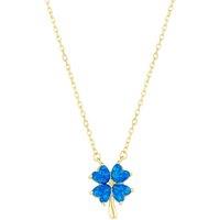 Spero London Women's Blue Opal Four Leaf Clover Sterling Silver Necklace in Gold