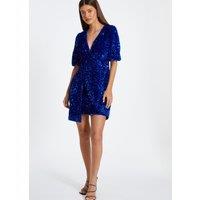 Quiz Women's Royal Sequin Wrap Mini Dress | Size: 10