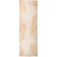 Berkfield Home Outdoor Flatweave Rug 80x250 cm Leaf Pattern in Yellow | Size: 100 cm diameter