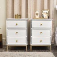 Melody Maison Pair Of White Three Drawer Bedside Tables - Aisby White Range