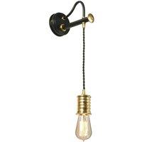 Netlighting Douille 1 Light Indoor Wall Light Black Polished Brass E27 in Yellow