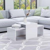 Berkfield Home Coffee Table Set High Gloss White 100x48x40 cm Engineered Wood | Size: 100 x 48 x 40 cm