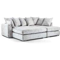 Furnishings For Less UK Chiswick Fabric Corner Sofa Silver Fox with Footstool - Right Hand Facing in Grey