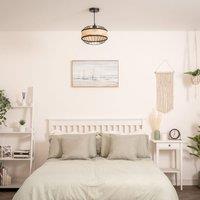 ValueLights Vimet Black Wire & Rattan Easy Fit Pendant Shade