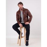 Lakeland Leather Men's 'Renwick' Collared Leather Jacket in Brown | Size: 46R