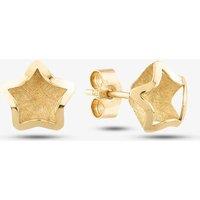 T.H.Baker Women's 9ct Yellow Gold Satin Brushed Star Stud Earrings SE870