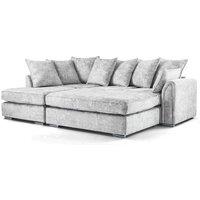 Furnishings For Less UK Chiswick Fabric Corner Sofa Silver Fox with Footstool - Left Hand Facing in Grey