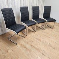 KOSY KOALA Dining Chairs High Back Set Of 4 Faux Leather Padded Marco Chrome Black White Kitchen Dining Room