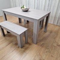 KOSY KOALA Modern Rectangle Grey Dining Table Set With 2 Benches Dining Room Furniture | Size: 140 cm x 80 cm