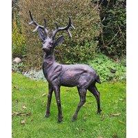Inspirational Gifting Standing Stag Buck Ornament cast from Aluminium Large in Bronze