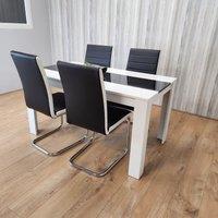 KOSY KOALA Modern White & Black Dining Table Set With 4 Faux Leather Chairs Dining Room Furniture in Brown