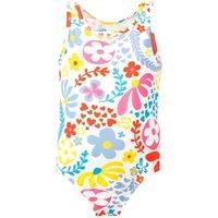 Harry Bear Girl's Flower Pattern Swimsuit in White | Size: 3-4 Years