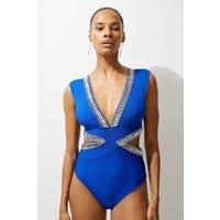 Bandage Embellished Trim Cut Out Swimsuit