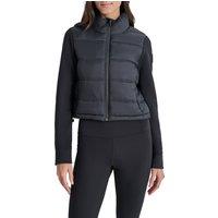 DKNY Women's Cropped Scuba Mixed Puffer With Pockets Black in Cream | Size: Medium