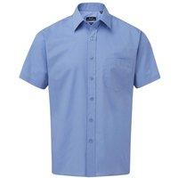Premier Men's Short Sleeve Poplin Shirt in Mid Blue | Size: 21 inches