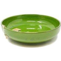 Verano Spanish Ceramics Selena Glazed Hand Dipped Kitchen Dining Large Bowl (Diam) 27cm in Dark Green