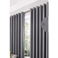 Alan Symonds Diamond Blackout Eyelet Curtains Thermal Lined Ready Made Curtains in Silver | Size: 117 cm width x 183 cm drop