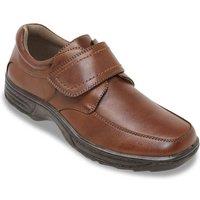 Cushion Walk Men's Touch Fasten Wide Fit Shoe With Gel Pad in Brown | Size: 12