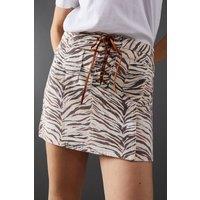 Denim Lace High Waisted Mini Skirt