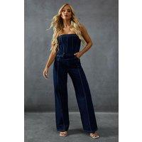 Seam Detail Bandeau Denim Jumpsuit