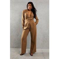 Tailored Long Sleeve Straight Leg Jumpsuit