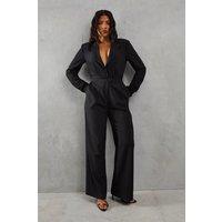 Tailored Long Sleeve Straight Leg Jumpsuit