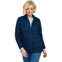 Chums Women's Fleece Lined Front Pocket Zip Cardigan in Teal | Size: 24-26
