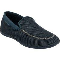 Lotus Men's 'Francisco' Textile Full Shoe Slippers in Navy | Size: 10