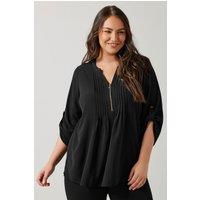 Evans Women's Pintuck Detail Blouse in Black | Size: 18