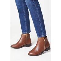 Good For the Sole Women's : Extra Wide Fit Mira Material Mix Zip Flat Ankle Boots in Tan | Size: 3
