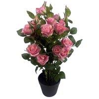 Leaf Artificial Pink Luxury Realistic Rose Bush in Dark Pink