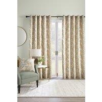 Laurence Llewelyn-Bowen 'Paradise Palm' Jacquard Palm Leaf Pair of Eyelet Curtains in Duck Egg Blue | Size: 117 cm width x 137 cm drop