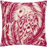 Wylder Nature Albus Barn Owl Floral Cushion in Red | Size: 45 cm x 45 cm
