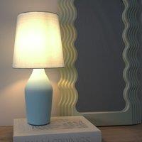 ValueLights Arlo Compact Ceramic Table Lamp with Fabric Shade in Blue