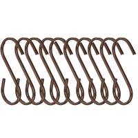 Orsina Set Of 10 Matte Rose Gold Hooks, Durable Metal S-Hooks For Hanging Kitchen Utensils Or Accessories, Sleek in Dark Grey