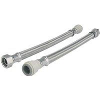 John Guest Braided Hose 1000mm - 15mm X 1/2 in Silver