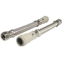 John Guest Hose With Union Nut & Service Valve 300mm 15mm x 1/2" (Pack of 2) F in Silver