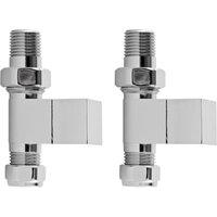 Balterley Contemporary Straight Square Radiator Valves (Pairs) - Chrome in Silver