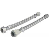 John Guest Braided Hose 1000mm - 15mm X 3/4 in Silver