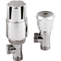 Balterley Contemporary Angled Thermostatic Radiator Valves (Pairs) - Chrome in Silver