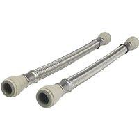 John Guest Braided Hose 300mm - 22mm X 22mm (Pack Of 2) in Silver