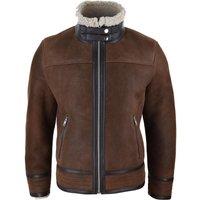 TruClothing Men's Sherling Sheepskin Pilot Jacket Vintage in Brown | Size: 3XL