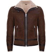 Infinity Leather Men's Retro Pilot Sheepskin Leather Biker Jacket-Bogota in Tan | Size: 3XL