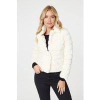 Izabel London Women's Faux Fur Cropped Jacket in White | Size: 18