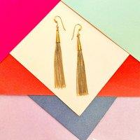 Otis Jaxon London Women's Silver Liquid Long Tassel Earrings in Gold