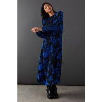 Printed Pleat Chiffon Midaxi Dress