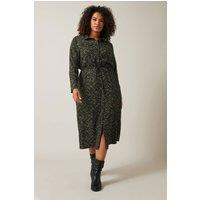 Evans Women's Crepe Midi Dress in Green | Size: 26-28