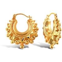 Jewelco London Women's 9ct Gold Victorian Spike Hoop Creole Earrings - JER764