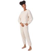 DKNY Women's SHERPA FLEECE LONG SLEEVE TOP & JOGGER SET in Nude | Size: XS